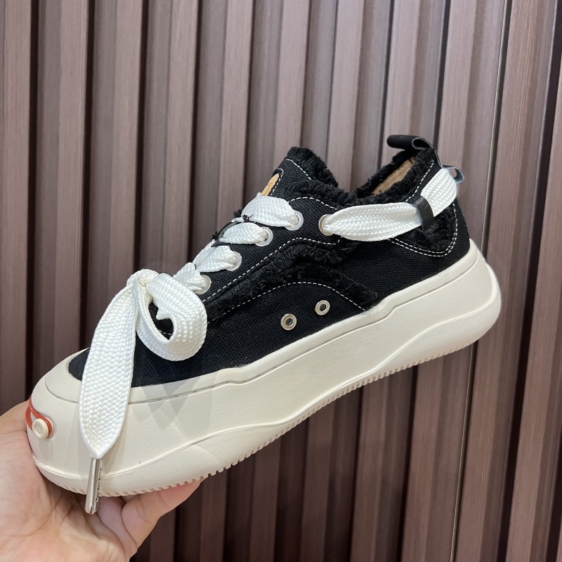 Tan Jianci's Same Smiley Face Shoes For Men And Women Thick-soled Low-cut Sneakers For Women Summer Open Smile Canvas Shoes