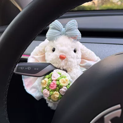 Signal Lights, Creative and Cute – Other Automotive Interior Supplies - no-specifications-letter-blue-knot-blue-skirt-holding-bouquet-lop-eared-rabbit-pregnant
