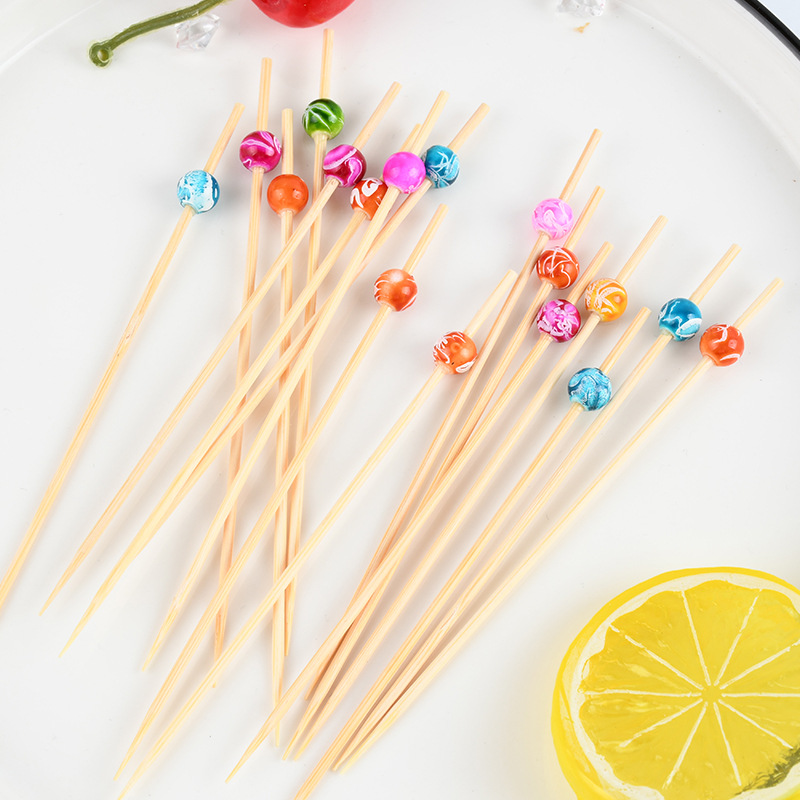 Herramientas de fabricación de palos de bambú, cócteles decorativos, cuentas coloridas, impresión de palos de fruta, cubiertos