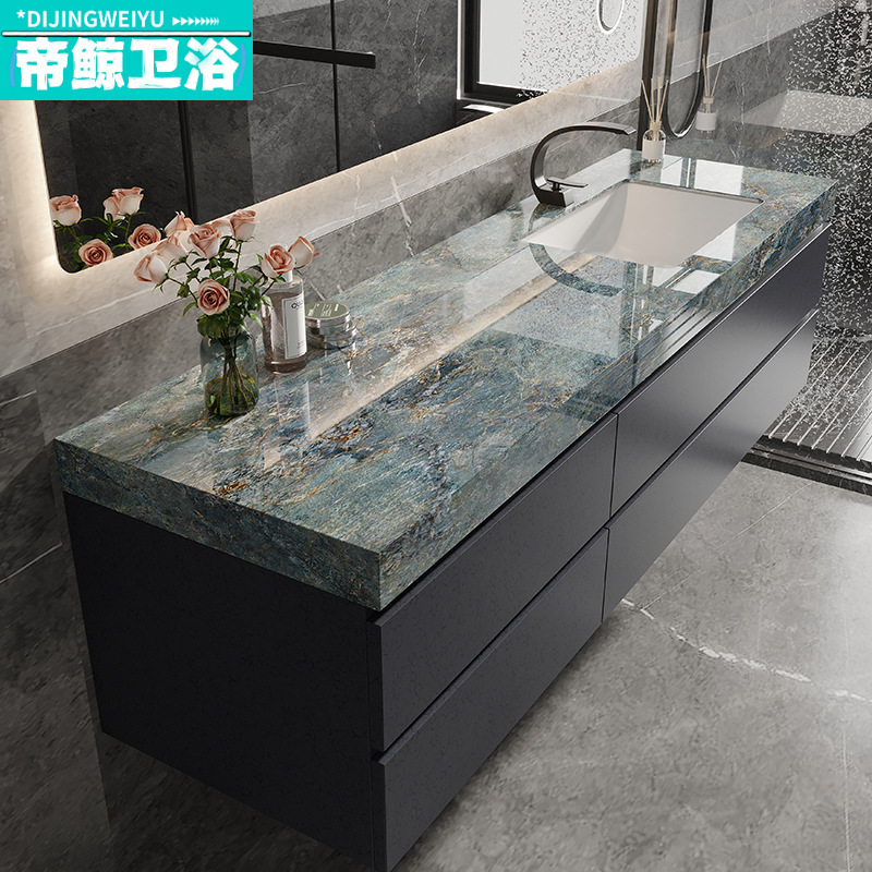 Designer Modern Slate Bathroom Cabinet Combination Integrated Basin 2023 New Model Solid Wood Washbasin Sink Designer Modern Slate Bathroom Cabinet Combination Integrated Basin 2023 New Model Solid Wood Washbasin Sink