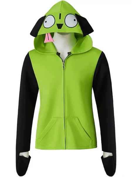 Green Cosplay Hoodies Costume Zipper Jacket Coat Men Casual Sweatshirts Hooded Zip Pullover