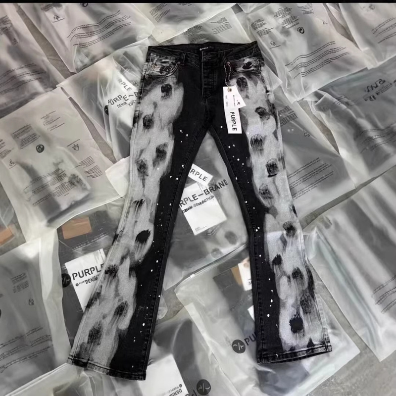 Men's Export Jeans with Ink Splatter, Slim Fit, Trendy Brand, Graffiti, Faux Ripped, Stretchy, Patchwork, Micro-Flare, Wide-Leg Pants Men's Export Jeans with Ink Splatter, Slim Fit, Trendy Brand, Graffiti, Faux Ripped, Stretchy, Patchwork, Micro-Flare, Wide-Leg Pants