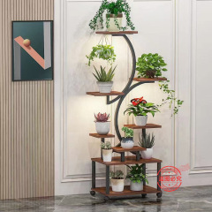 クロスボーダー室内花棚植物ランプ付き床置き式物置棚卸売りステッチ花棚多層鉄木棚