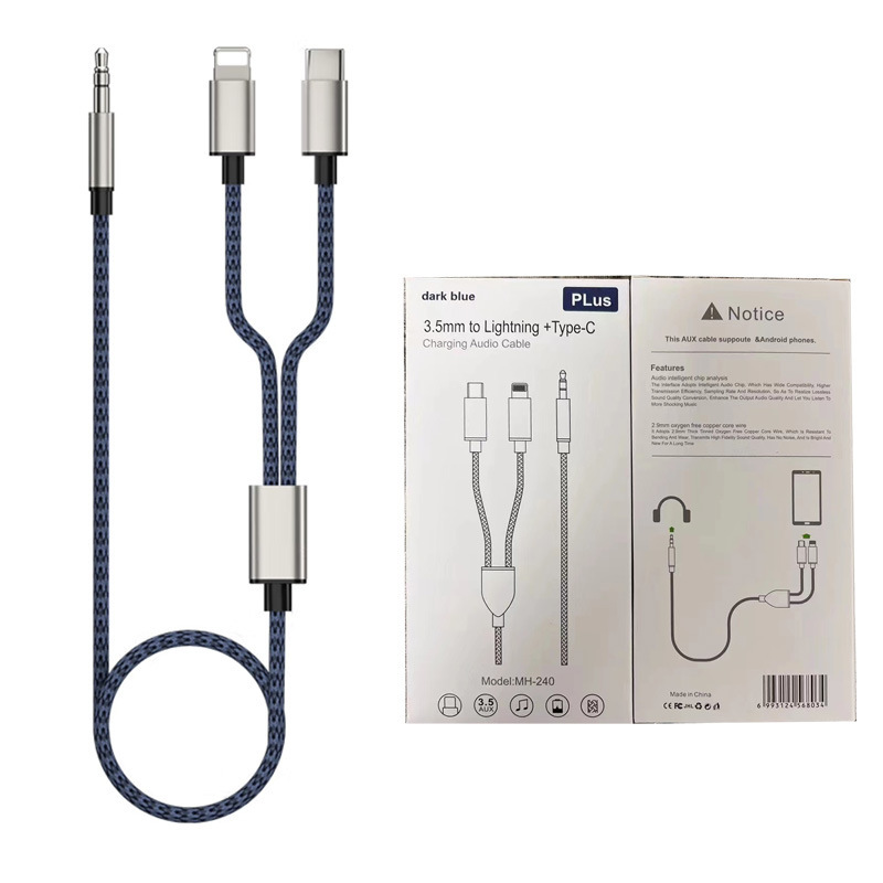 Suitable for Apple Car Audio Cable Multi-Function Aux Audio Mobile Phone Two-In-One Typec 3.5mm Adapter Cable