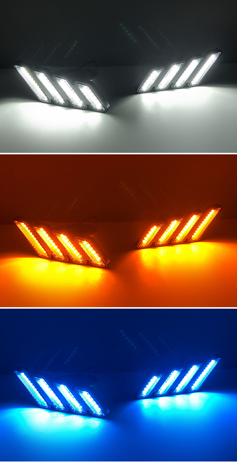 Suitable for universal car daytime running lights, integrated four-mustang-style lights, modified LED daytime running lights with flowing turn signals
