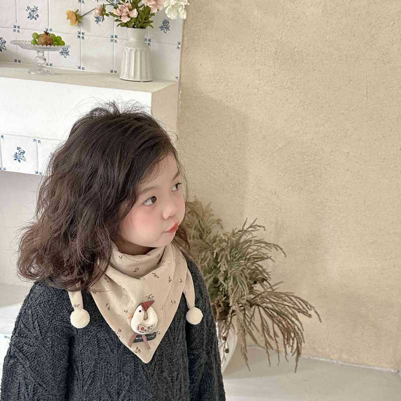 宝宝围巾秋冬款韩版卡通纯棉婴儿三角巾冬季防风婴幼儿男女童围脖|undefined