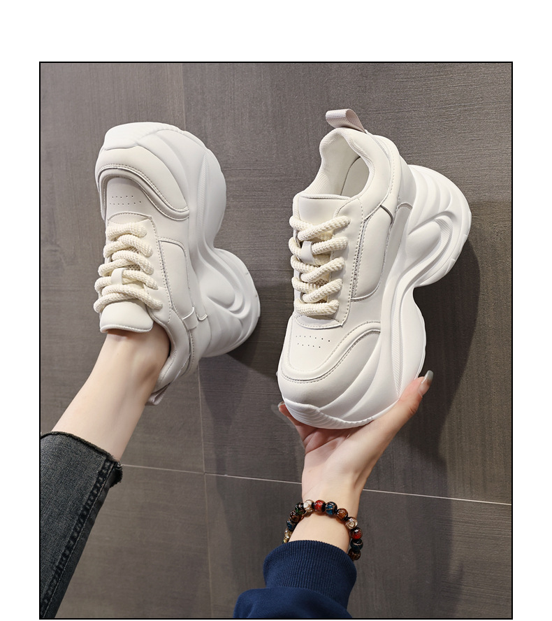 Giày sneaker nữ đế dày phối màu tăng chiều cao — Đen đỏ lót nhung chi tiết 15