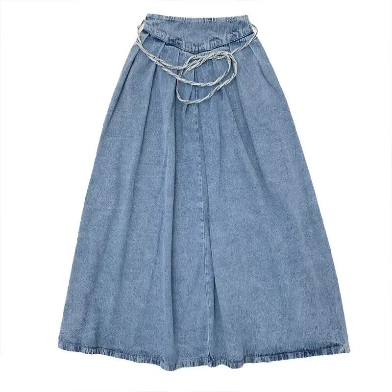 レトロなレギンスのデニムの半身のスカートの女性の春の新型の小さい体の中で長いスカートの腰はやせている気質のa字のスカートを現します。|undefined