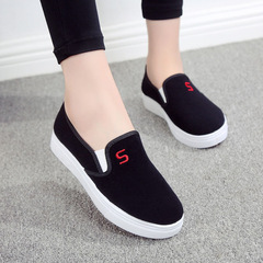 Wholesale dropshipping canvas shoes spring casual flat single shoes lazy shoes women one-pieced ladies student shoes