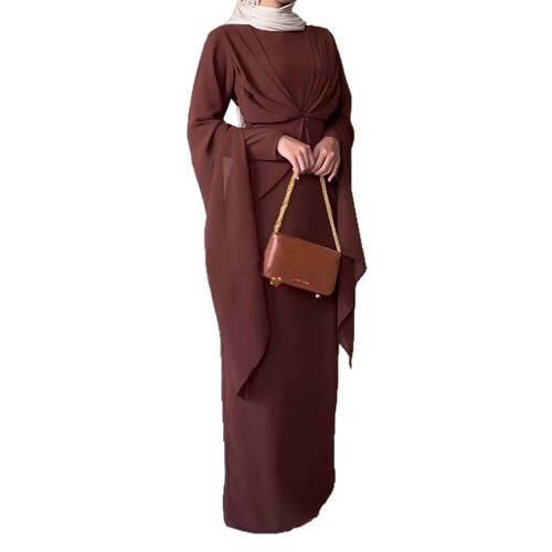 Summer New Women's Fashion: Elegant Solid-Color Flowing Waist-Slimming Dress in European and American Style