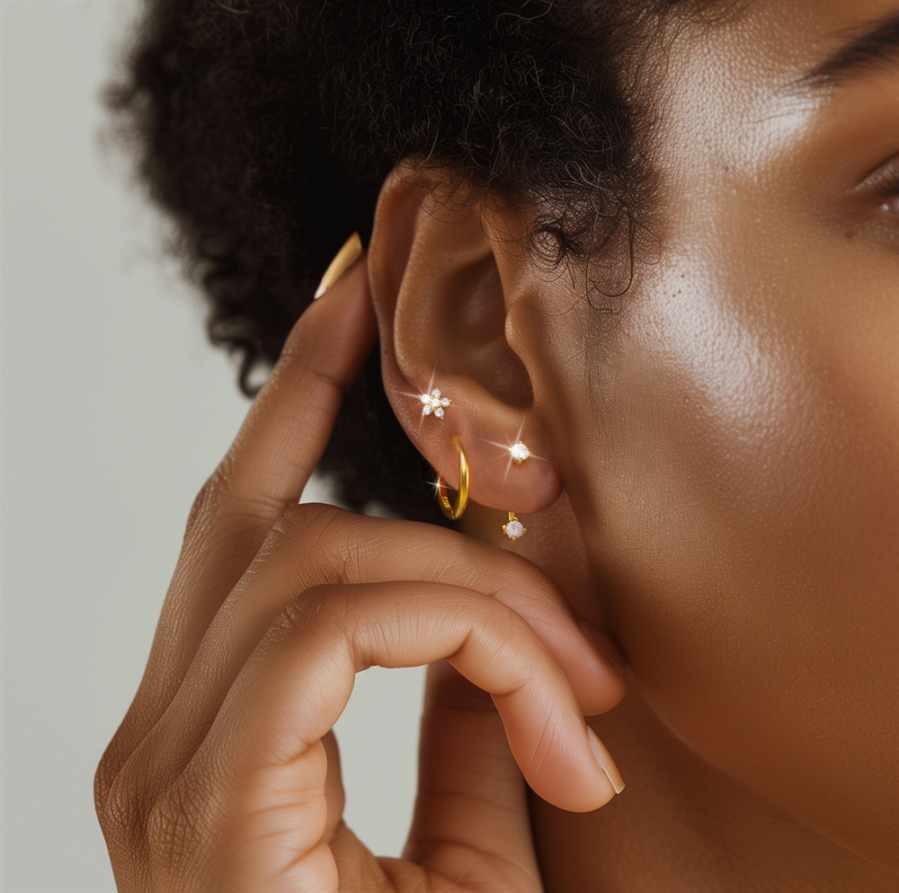 1 Set 925 Sterling Silver Zircon Geometric Earrings Ear Studs display picture 19