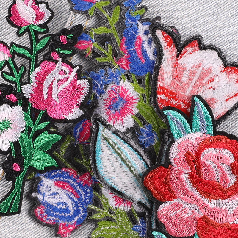 草莓電腦繡花標多色花朵章仔服裝輔料衣帽裝飾DIY補丁貼刺繡布貼