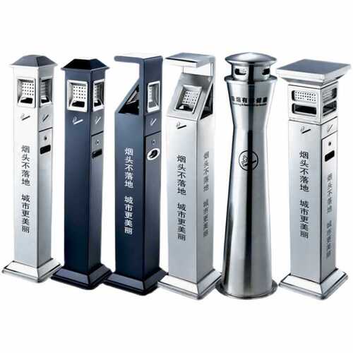 Wholesale Outdoor Floor Ashtray Large Stainless Steel Vertical Cigarette Ashtray Smoke Column Ash Bin Cigarette Butt Collector