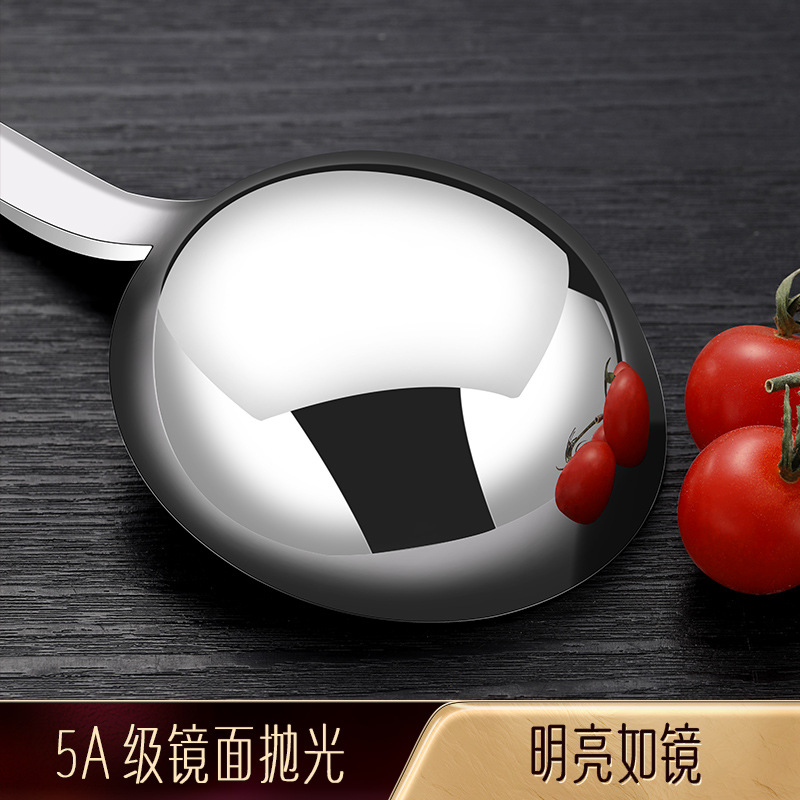 Sparkling Superior 304 Stainless Steel Large Round Spoon for Eating Spoon for Drinking Soup Big Head Soup Spoon Household Rice Noodle Spoon for Dishing