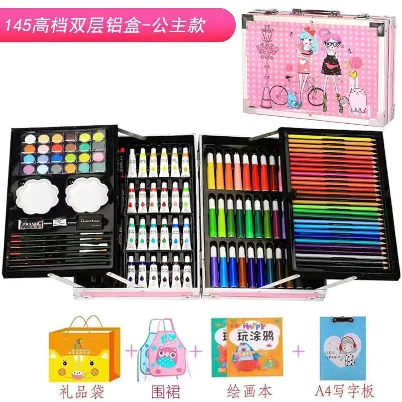 ブラシ子供用お絵かきボードギフト水彩ペン絵画セット洗えるカラーペン絵画カラーブラシクレヨンオイルパステル|undefined