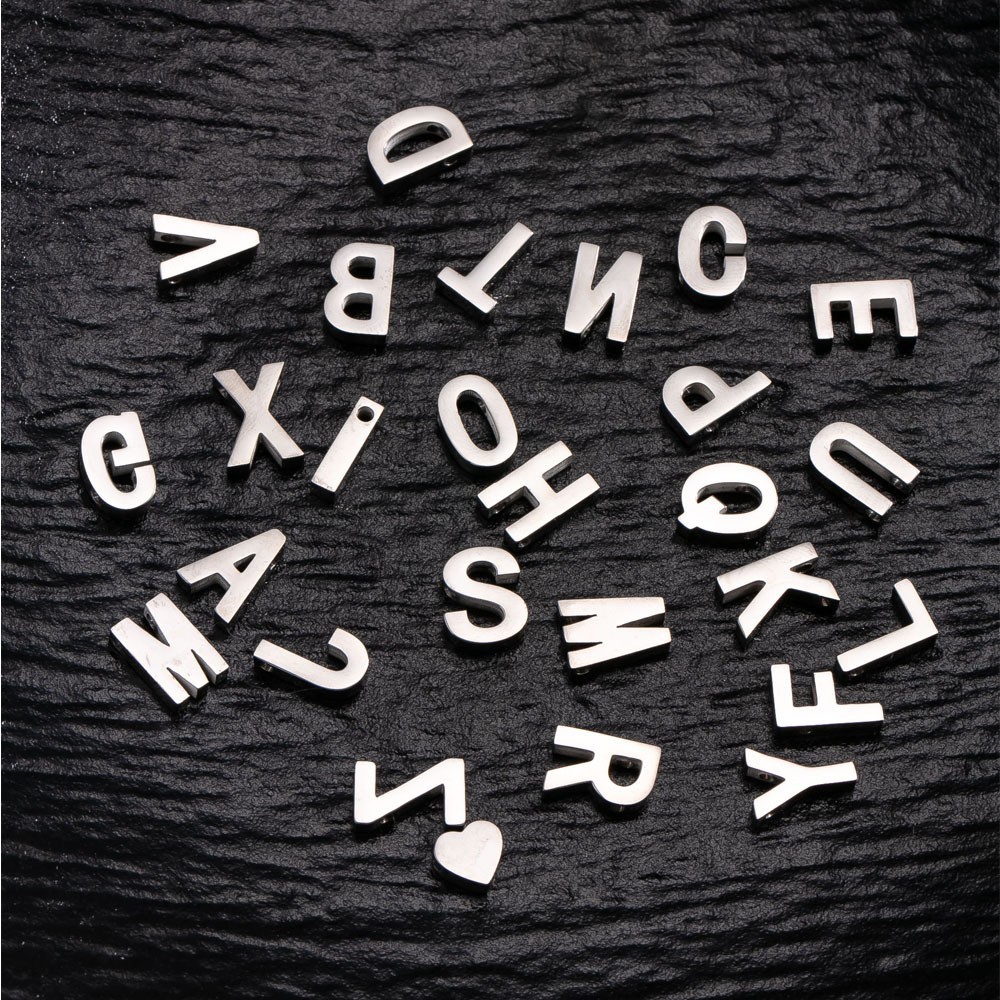 26 English Alphabet Letter Necklaces Titanium Steel Pendants DIY High-End European and American Style Jewelry Accessories Factory Direct Sales Wholesale