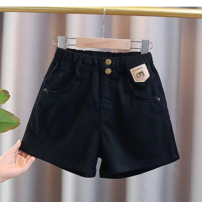 블랙 스트레치 코튼 쇼츠