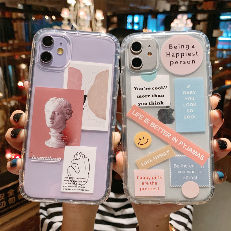 Iphone13Promax Phone Case 14 Smiley Face Suitable for Apple 17Pro Transparent 16Pro Silicone 12 Full Coverage Model