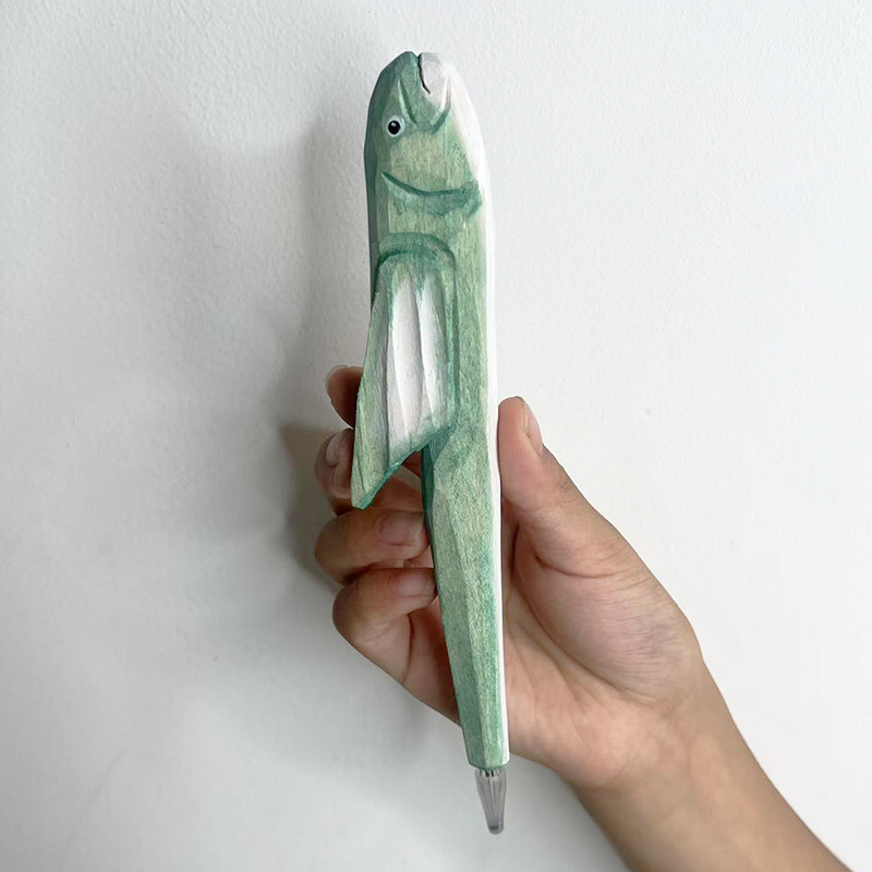 Qingmufan creativo talla de madera animal pluma artesanía regalo pluma de gel pluma talla de madera pluma de publicidad regalo