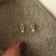 Simple Blue Imitation Pearl Zircon Earrings Women's Vintage Niche Oval Earrings Small Elegant Cold Style Trendy Earrings
