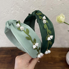 Green Field Fairy Orchid Flower Petal Wide Brim Tied Hairband with Exquisite and Sweet Atmosphere, Original Retro and Versatile Wholesale Sweet