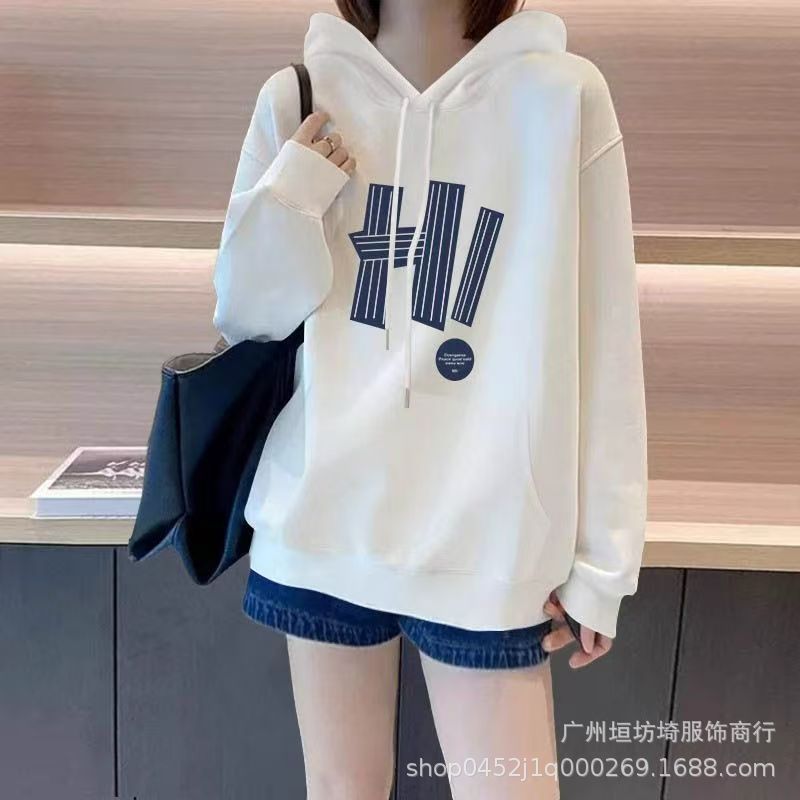 工場直販フード付きスウェットシャツ女性用 2025 秋冬韓国スタイルルーズレディース暖かいベルベットトップ多用途アウターウェア|undefined