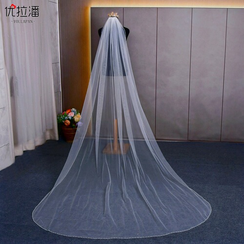 Youlapan new bridal short hand-sewn beaded crystal pearl veil hair comb foreign trade beaded veil V107