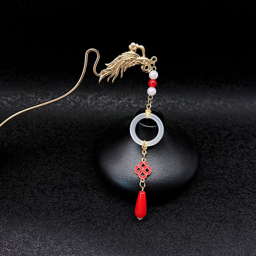 New Chinese style phoenix tassel hairpin female bride horse face skirt headdress hairpin ancient style hairpin step rocking tassel hair accessory