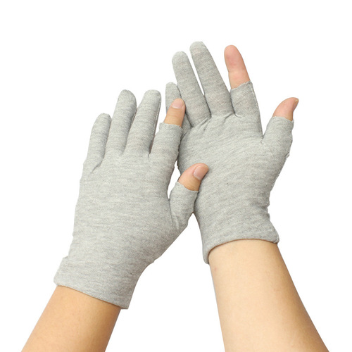 White pure cotton leaky finger gloves for men and women, thin summer half-finger and two-finger anti-slip wear-resistant labor insurance driving work gloves