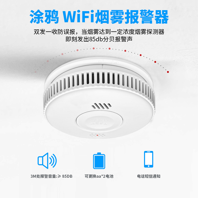 クロスボーダーtuya落書きwifiスマート家庭用消防火災煙感知器無線煙警報検出器|undefined