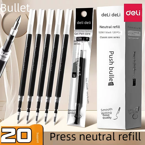 Deli S206 Spring Head Gel Pen Refill 0.5mm Bullet Tip for Students and Office Use, Popular Wholesale Item