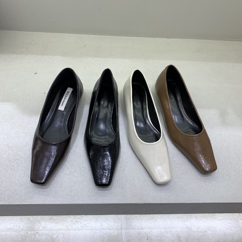 Unique Wedge-Heeled Stylish Coffee-Colored Granny Shoes for Women, 2026 Spring French Slip-On Pointed-Toe Evening Leather Shoes