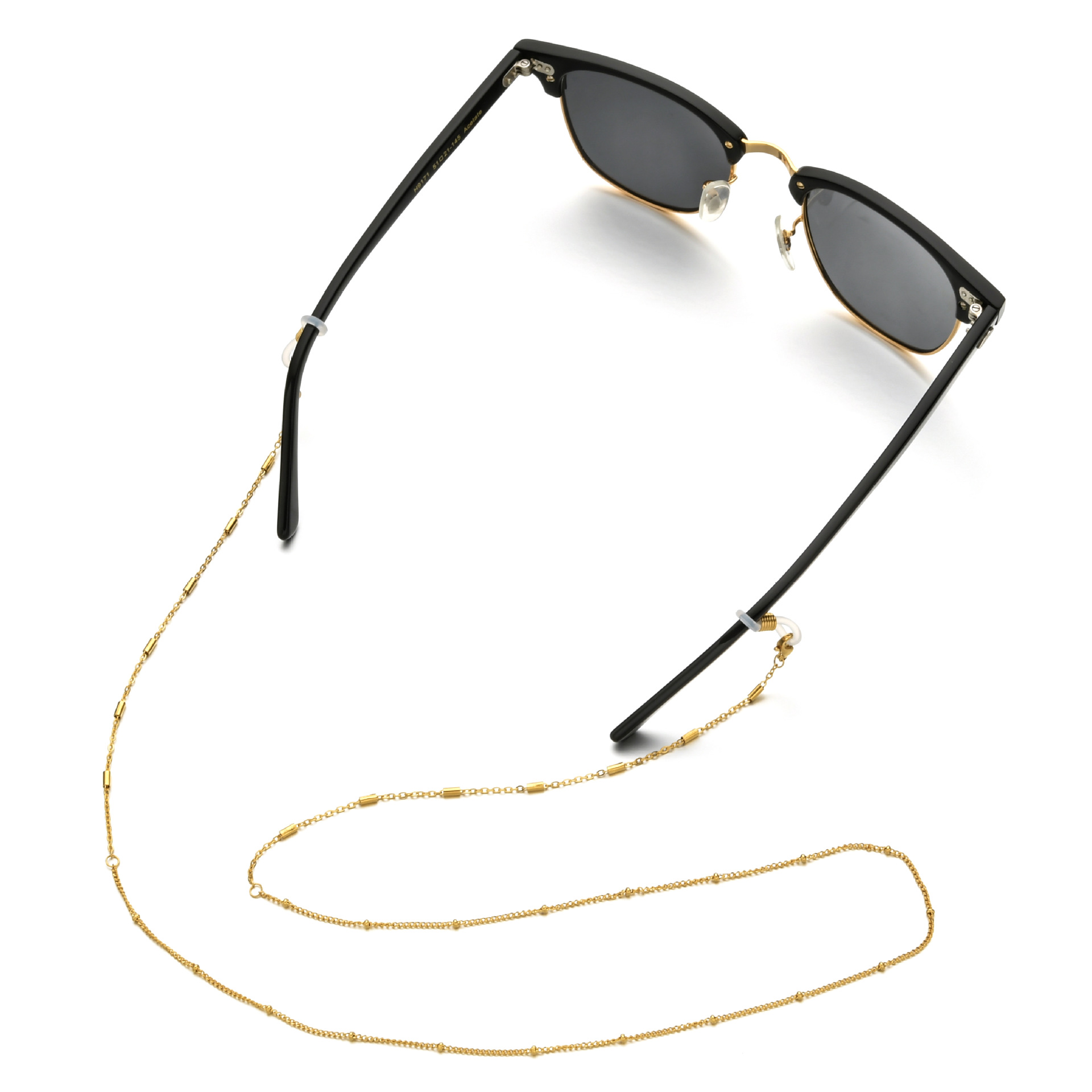 跨境热销口罩眼镜两用挂链挂绳短管不锈钢可调节金属眼镜链|ru