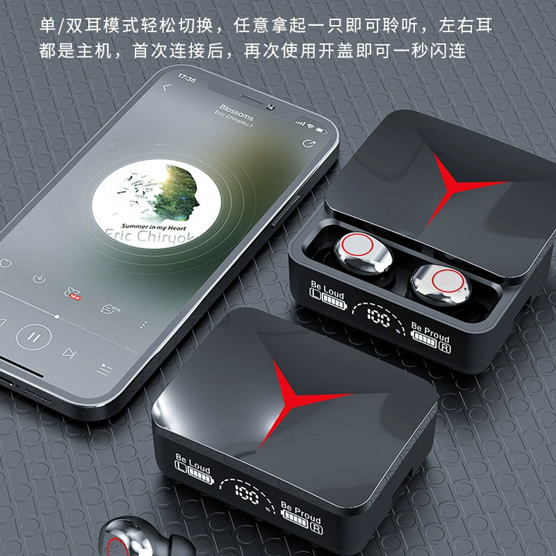 Кросс-борд горячий M90 Pro беспроводные внутриушные Bluetooth e-sports цифровой дисплей tws мини игровые наушники быстрая зарядка