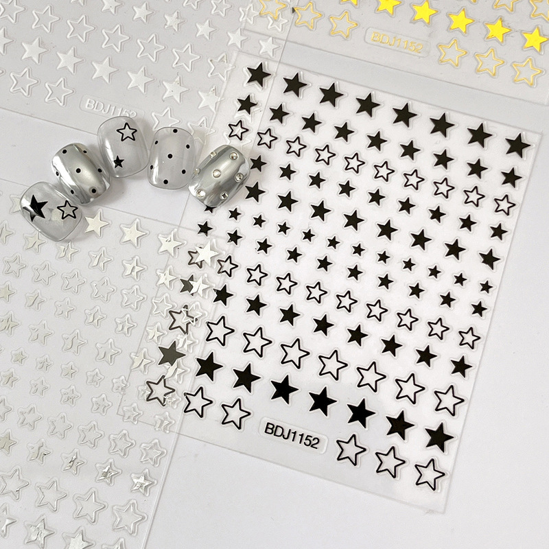 Solid Color Cut Out Star Nail Art Stickers Ins Sweet and Cool Style Gold and Silver Asymmetrical Five-Pointed Star Flat Nail Stickers Solid Color Cut Out Star Nail Art Stickers Ins Sweet and Cool Style Gold and Silver Asymmetrical Five-Pointed Star Flat Nail Stickers