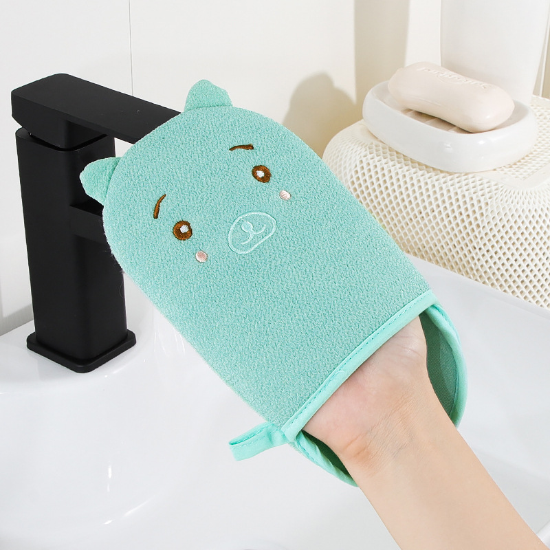 Color puro de los niños lindo piel sin dolor descontaminación indolora arena fina guantes de baño Toalla de baño de barro de las mujeres