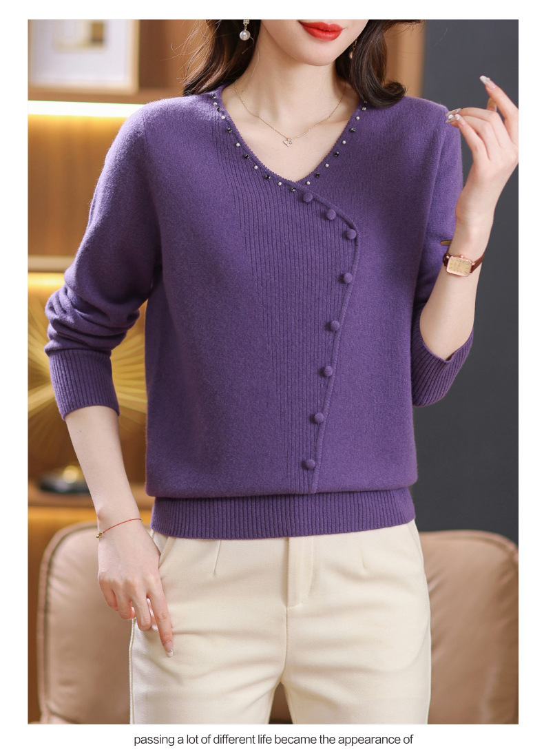 E5849 1590K ÁO LEN NỮ TAIRYA ÁO LEN MÙA XUÂN THU ĐÔNG TRUNG NIÊN CỔ CHỮ V TRÔNG TRẺ HƠN TUỔI THỜI TRANG NỮ G04 SẢN PHẨM MỚI