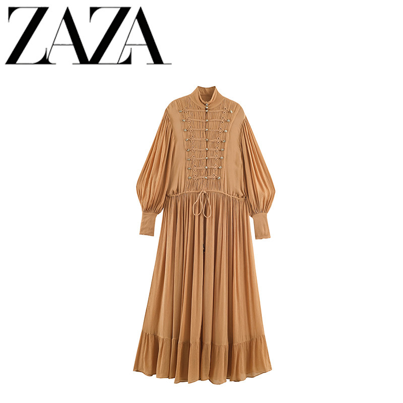 ZAZA self-designed European and American style wholesale women's clothing, fashionable versatile long dress with knot detail 5107245 615 ZAZA self-designed European and American style wholesale women's clothing, fashionable versatile long dress with knot detail 5107245 615