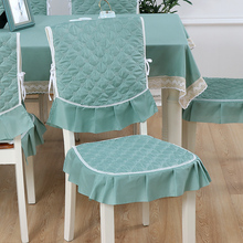 简约现代通用餐椅垫套装田园餐桌椅子连体坐垫靠背套罩长方形桌布