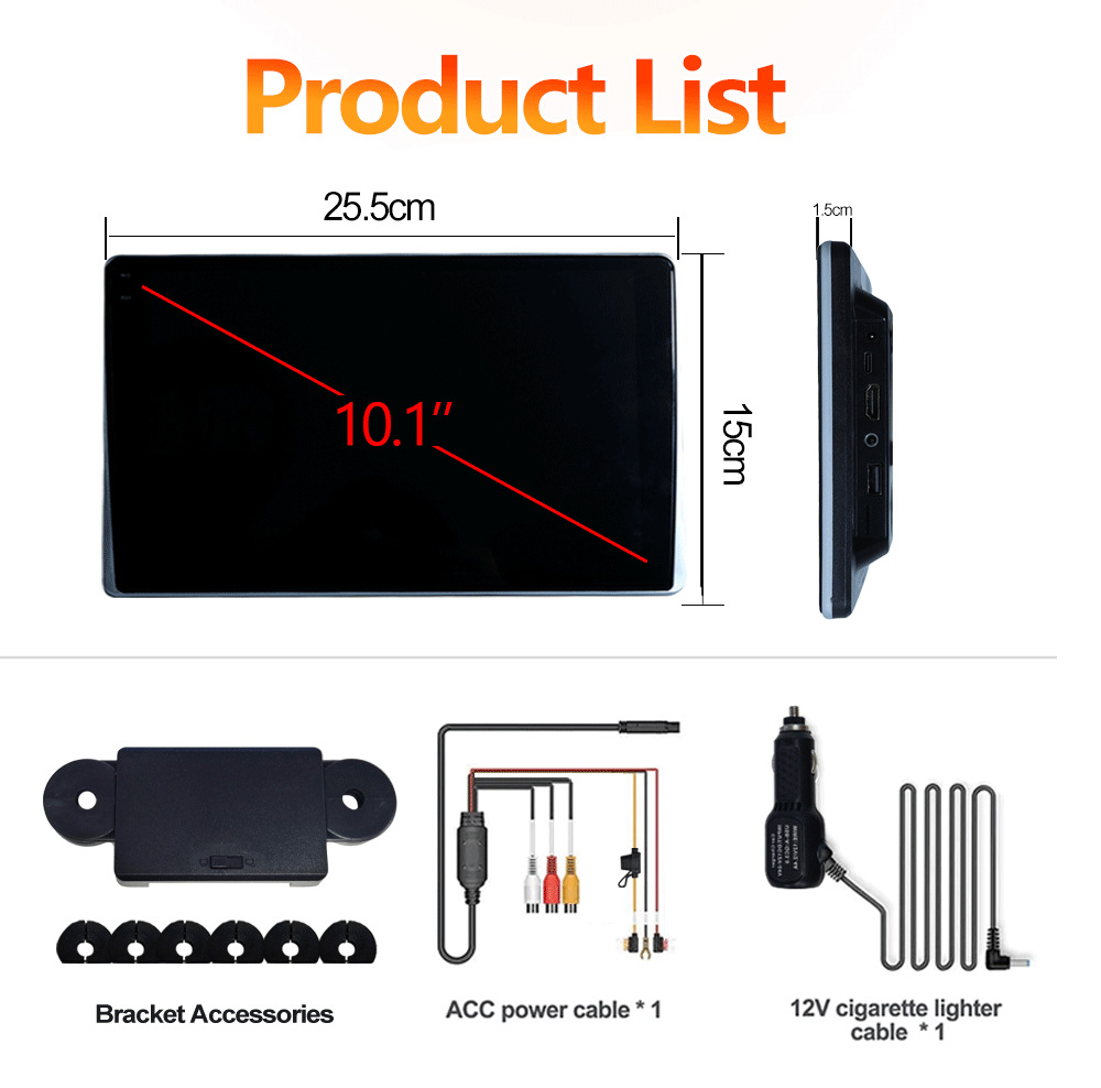 Android universal plug-in headrest display 10.1-inch HD IPSMP5 car rear entertainment system player