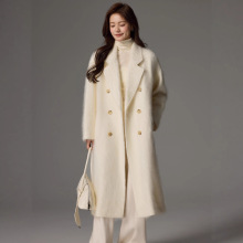 秋冬款羊绒大衣女士时尚高级感毛呢外套秋冬长款宽松气质拉绒羊毛