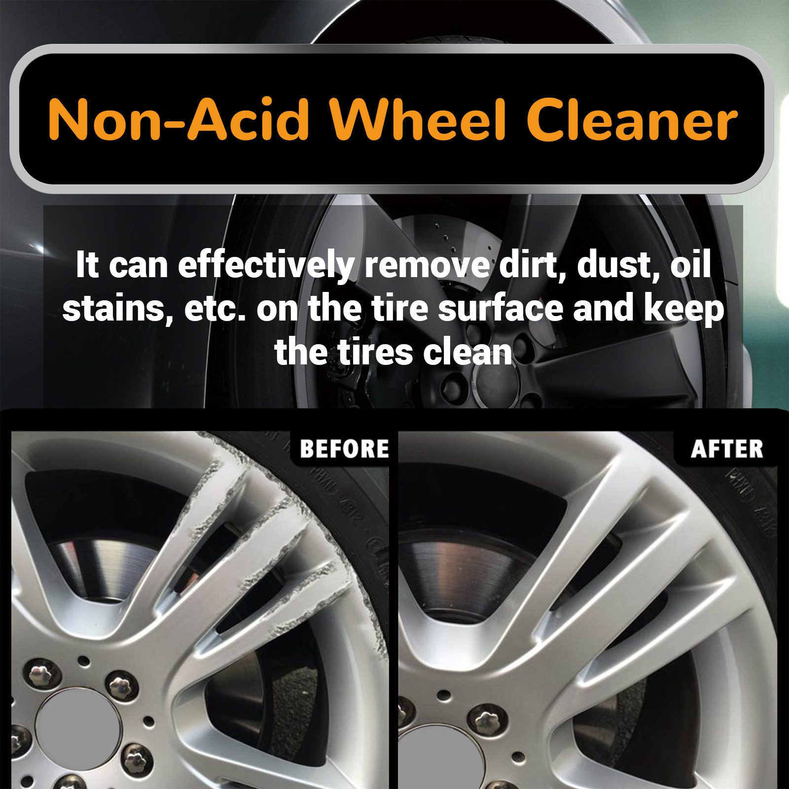 Homonth Car Tire Cleaner Set Wheel Hub Refurbishment Cleaning Polishing Maintenance Multi-Purpose Cleaning Agent