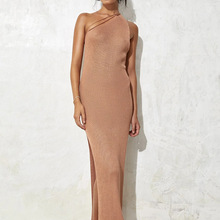 外贸亚马逊2025新款女装性感单肩沙滩裙女海边度假超仙连衣裙批发