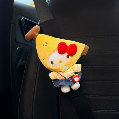Car Seat Belt Shoulder Pad: Seat belt shoulder pad - banana-kitty-single-pack