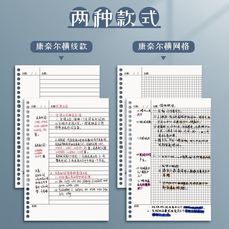 B5 Cornell Ruled Spiral Notebook Grid Notebook, Thick, Detachable Square Spiral, Non-Irritating Hand Notebook