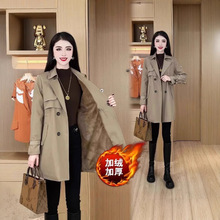 秋冬2024新款网红直播爆款时尚中长款加绒加厚风衣女气质显瘦大衣