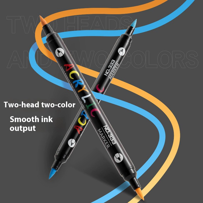 Acrylic two‑head marker set, 72 colors, waterproof, portable black case