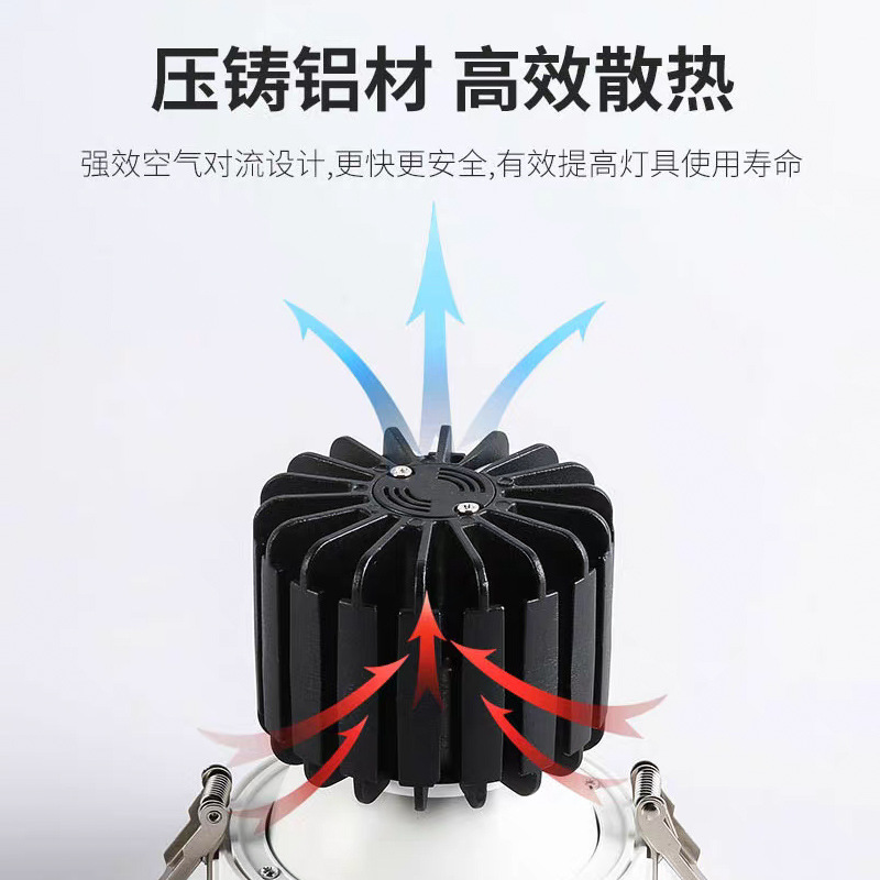 Fábrica directa cob ojo de buey lámpara antideslumbrante reflector incrustado luz de techo doméstica de espectro completo sin lámpara principal