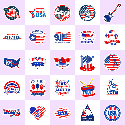 50 American Flag Independence Day Sticker, Amazon USA Flag Election Personality Doodle Sticker