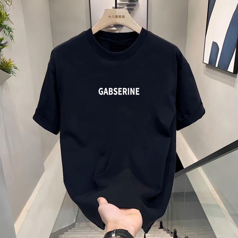 American Heavy Short-sleeved T-shirt Men's Summer Trendy Loose Letter Printing Men's Thick Breathable Pure Cotton Base Shirt